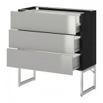 МЕТОД / ФОРВАРА Напольн шкаф 3фронт пнл/2низ/2ср ящ - 80x37x60 см, Гревста нержавеющ сталь, под дерево черный МЕТОД / ФОРВАРА Напольн шкаф 3фронт пнл/2низ/2ср ящ - 80x37x60 см, Гревста нержавеющ сталь, под дерево черный