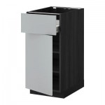 МЕТОД / ФОРВАРА Напольн шкаф с полкой/ящиком/дверью - под дерево черный, Веддинге серый, 40x60 см