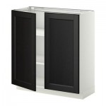 МЕТОД Напол шкаф с полками/2двери - 80x37 см, Лаксарби черно-коричневый, белый