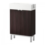 ЛИЛЛОНГЕН Шкаф под раковину с 2 дверц - черно-коричневый, 60x27x93 см