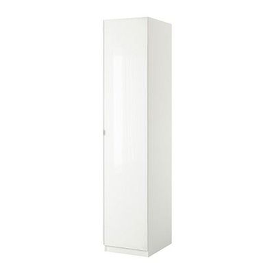 ПАКС Гардероб с 1 дверью - Пакс Сторос стекло/белый, белый, 50x38x236 см, плавно закрывающиеся петли