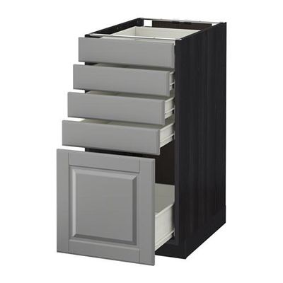 МЕТОД / ФОРВАРА Напольный шкаф с 5 ящиками - 40x60 см, Будбин серый, под дерево черный МЕТОД / ФОРВАРА Напольный шкаф с 5 ящиками - 40x60 см, Будбин серый, под дерево черный