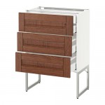 МЕТОД / МАКСИМЕРА Напольн шкаф 3фронт пнл/2низ/2ср ящ - белый, Филипстад коричневый, 60x37x60 см