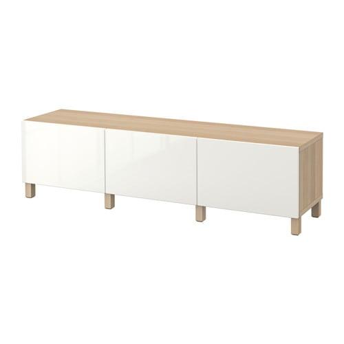 БЕСТО Комбинация для хранения с ящиками - под беленый дуб/Сельсвикен глянцевый/белый, направляющие ящика,нажимные