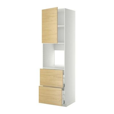 МЕТОД / МАКСИМЕРА Выс шк д/дхвк+двр/2фрнт/2выс ящ - 60x60x220 см, Тингсрид под березу, белый МЕТОД / МАКСИМЕРА Выс шк д/дхвк+двр/2фрнт/2выс ящ - 60x60x220 см, Тингсрид под березу, белый