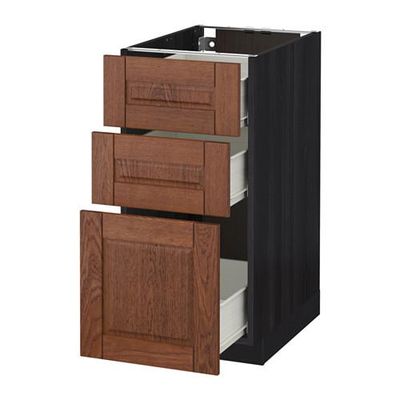 МЕТОД / ФОРВАРА Напольный шкаф с 3 ящиками - 40x60 см, Филипстад коричневый, под дерево черный МЕТОД / ФОРВАРА Напольный шкаф с 3 ящиками - 40x60 см, Филипстад коричневый, под дерево черный