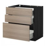 МЕТОД / ФОРВАРА Напольный шкаф с 3 ящиками - 80x60 см, Брокхульт под грецкий орех светло-серый, под дерево черный МЕТОД / ФОРВАРА Напольный шкаф с 3 ящиками - 80x60 см, Брокхульт под грецкий орех светло-серый, под дерево черный