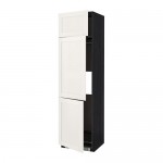 МЕТОД Выс шкаф для хол/мороз с 3 дверями - под дерево черный, Сэведаль белый, 60x60x220 см МЕТОД Выс шкаф для хол/мороз с 3 дверями - под дерево черный, Сэведаль белый, 60x60x220 см