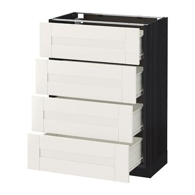 МЕТОД / ФОРВАРА Напольн шкаф 4 фронт панели/4 ящика - 60x37 см, Сэведаль белый, под дерево черный МЕТОД / ФОРВАРА Напольн шкаф 4 фронт панели/4 ящика - 60x37 см, Сэведаль белый, под дерево черный