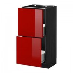 МЕТОД / ФОРВАРА Напольный шкаф с 2 ящиками - 40x37 см, Рингульт глянцевый красный, под дерево черный МЕТОД / ФОРВАРА Напольный шкаф с 2 ящиками - 40x37 см, Рингульт глянцевый красный, под дерево черный