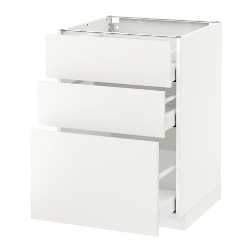 МЕТОД / МАКСИМЕРА Напольный шкаф с 3 ящиками - белый, Хэггеби белый, 60x60 см МЕТОД / МАКСИМЕРА Напольный шкаф с 3 ящиками - белый, Хэггеби белый, 60x60 см