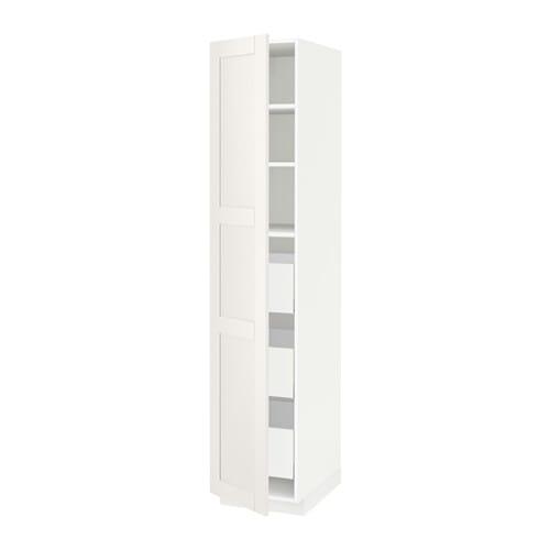 МЕТОД / МАКСИМЕРА Высокий шкаф с ящиками - белый, Сэведаль белый, 40x60x200 см