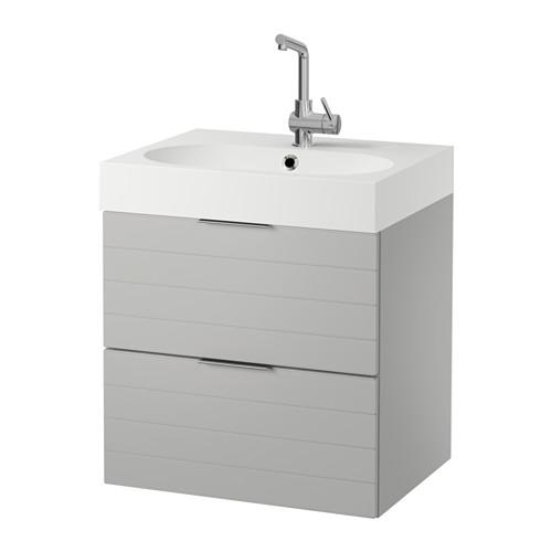 ГОДМОРГОН / БРОВИКЕН Шкаф для раковины с 2 ящ - светло-серый