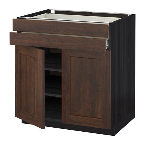 МЕТОД / ФОРВАРА Напольный шкаф/2дверцы/2ящика - под дерево черный, Эдсерум под дерево коричневый