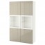 БЕСТО Комбинация д/хранения+стекл дверц - белый/Сельсвикен глянцевый/бежевый прозрачное стекло