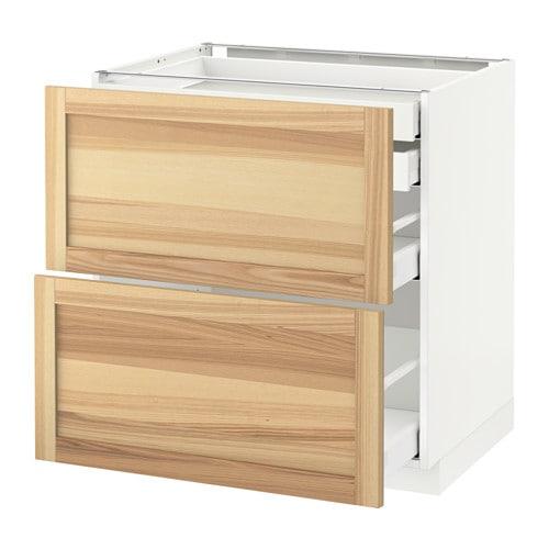 МЕТОД / МАКСИМЕРА Напл шк 2 фрнт/2низ/1срд/1 выс ящ - белый, Торхэмн естественный ясень, 80x60 см
