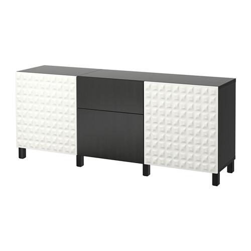 БЕСТО Комбинация для хранения с ящиками - Дьюпвикен белый/Лаппвикен черно-коричневый, направляющие ящика,нажимные