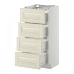 МЕТОД / ФОРВАРА Напольн шкаф 4 фронт панели/4 ящика - 40x37 см, Будбин белый с оттенком, белый