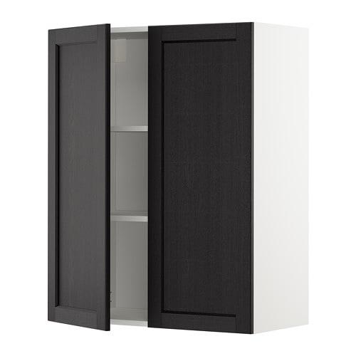 МЕТОД Навесной шкаф с полками/2дверцы - белый, Лерх черная морилка, 80x100 см МЕТОД Навесной шкаф с полками/2дверцы - белый, Лерх черная морилка, 80x100 см