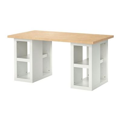 ЛИННМОН/УЛЬРИК Стол - под березу/белый