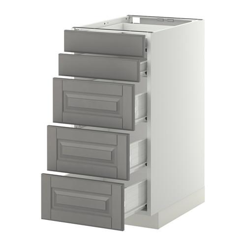 МЕТОД / ФОРВАРА Нплн шк 5фрнт/2нзк/3срд ящ - белый, Будбин серый, 40x60 см