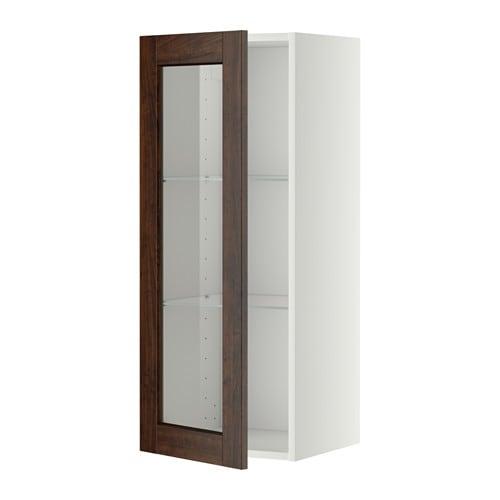 МЕТОД Навесной шкаф с полками/стекл дв - белый, Эдсерум под дерево коричневый, 40x100 см МЕТОД Навесной шкаф с полками/стекл дв - белый, Эдсерум под дерево коричневый, 40x100 см