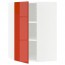 МЕТОД Угловой навесной шкаф с полками - белый, Ерста глянцевый оранжевый, 68x100 см
