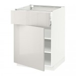 МЕТОД / МАКСИМЕРА Напольный шкаф с ящиком/дверью - белый, Рингульт глянцевый светло-серый, 60x60 см МЕТОД / МАКСИМЕРА Напольный шкаф с ящиком/дверью - белый, Рингульт глянцевый светло-серый, 60x60 см
