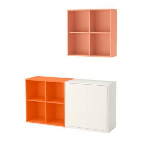 ЭКЕТ Комбинация шкафов с цоколем - белый/оранжевый/светло-оранжевый