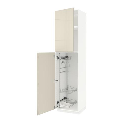 МЕТОД Выс шк с отд д/акс д/убрк - белый, Воксторп глянцевый светло-бежевый, 60x60x240 см МЕТОД Выс шк с отд д/акс д/убрк - белый, Воксторп глянцевый светло-бежевый, 60x60x240 см