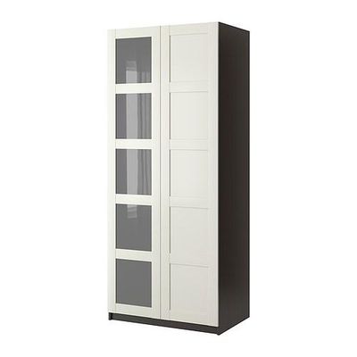 ПАКС Гардероб 2-дверный - Пакс Бергсбу белый, черно-коричневый, 100x60x236 см ПАКС Гардероб 2-дверный - Пакс Бергсбу белый, черно-коричневый, 100x60x236 см