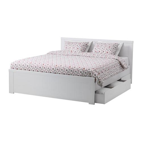Brusali Bed Frame With 4 Drawers, Ikea Queen Beds With Storage Drawers