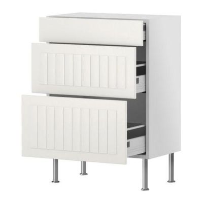 ФАКТУМ Напольный шкаф с 3 ящиками - Стот белый с оттенком, 40x37 см