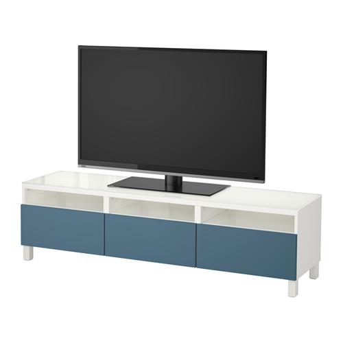 БЕСТО Тумба д/ТВ с ящиками - белый/Вальвикен темно-синий, направляющие ящика, плавно закр БЕСТО Тумба д/ТВ с ящиками - белый/Вальвикен темно-синий, направляющие ящика, плавно закр