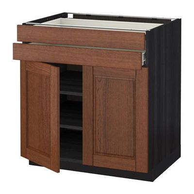 МЕТОД / ФОРВАРА Напольный шкаф/2дверцы/2ящика - Филипстад коричневый, под дерево черный