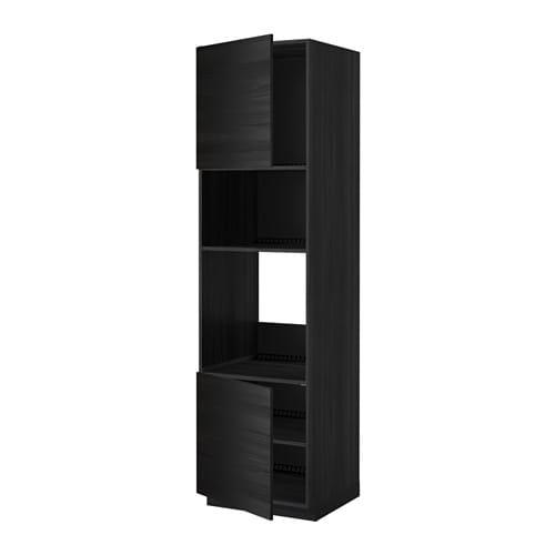 МЕТОД Выс шкаф д/духовки/СВЧ/2 дв/полки - под дерево черный, Тингсрид под дерево черный, 60x60x220 см