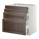 МЕТОД / ФОРВАРА Нплн шк 4 фронт/2 низк/2средн ящ - белый, Эдсерум под дерево коричневый, 80x60 см