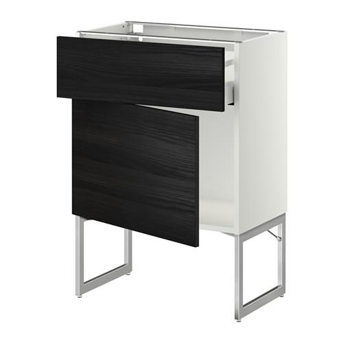 МЕТОД / МАКСИМЕРА Напольный шкаф с ящиком/дверью - белый, Тингсрид под дерево черный, 60x37x60 см МЕТОД / МАКСИМЕРА Напольный шкаф с ящиком/дверью - белый, Тингсрид под дерево черный, 60x37x60 см