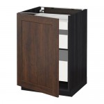 МЕТОД / МАКСИМЕРА Напольный шкаф с 1двр/3ящ - под дерево черный, Эдсерум под дерево коричневый, 60x60 см