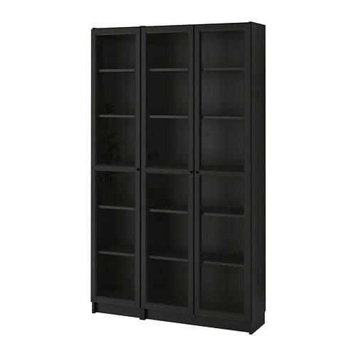 Oksberg Bookcase With Glass Doors, Ikea Black Bookcase Glass Doors