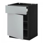 МЕТОД / ФОРВАРА Напольн шкаф с полкой/ящиком/дверью - под дерево черный, Веддинге серый, 60x60 см