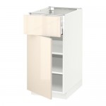 МЕТОД / МАКСИМЕРА Напольный шкаф с ящиком/дверью - 40x60 см, Рингульт глянцевый кремовый, белый