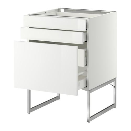 МЕТОД / МАКСИМЕРА Напольн шкаф 3фронт пнл/2низ/2ср ящ - белый, Рингульт глянцевый белый, 60x60x60 см МЕТОД / МАКСИМЕРА Напольн шкаф 3фронт пнл/2низ/2ср ящ - белый, Рингульт глянцевый белый, 60x60x60 см