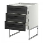 МЕТОД / МАКСИМЕРА Напольн шкаф/3фронт пнл/3ящика - 60x60x60 см, Лаксарби черно-коричневый, белый МЕТОД / МАКСИМЕРА Напольн шкаф/3фронт пнл/3ящика - 60x60x60 см, Лаксарби черно-коричневый, белый