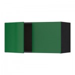 МЕТОД Навесной шкаф с 2 дверями - под дерево черный, Флэди зеленый