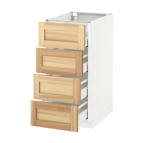 МЕТОД / МАКСИМЕРА Напольн шкаф 4 фронт панели/4 ящика - белый, Торхэмн естественный ясень, 40x60 см МЕТОД / МАКСИМЕРА Напольн шкаф 4 фронт панели/4 ящика - белый, Торхэмн естественный ясень, 40x60 см