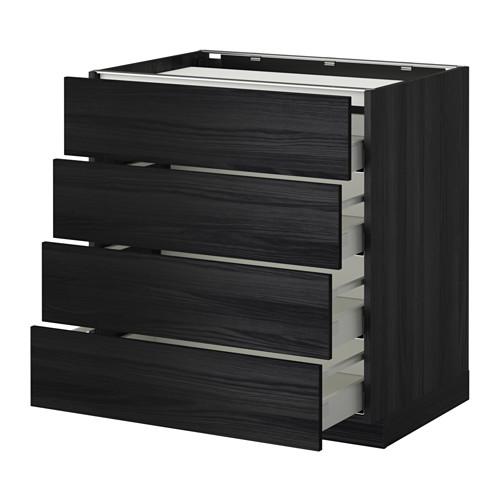 МЕТОД / МАКСИМЕРА Напольн шкаф/4фронт пнл/4ящика - под дерево черный, Тингсрид под дерево черный, 80x60 см