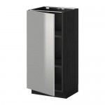 МЕТОД Напольный шкаф с полками - под дерево черный, Гревста нержавеющ сталь, 40x37 см МЕТОД Напольный шкаф с полками - под дерево черный, Гревста нержавеющ сталь, 40x37 см