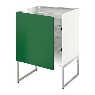 МЕТОД Напольный шкаф с проволочн ящиками - 60x60x60 см, Флэди зеленый, белый