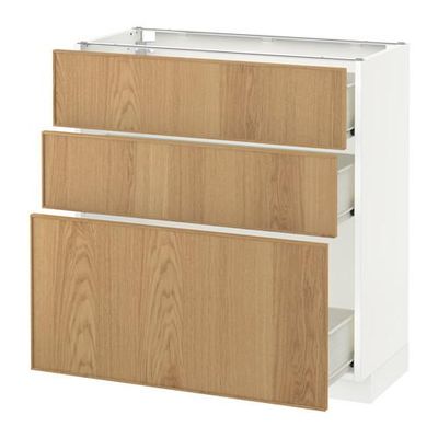 МЕТОД / ФОРВАРА Напольный шкаф с 3 ящиками - 80x37 см, Экестад дуб, белый МЕТОД / ФОРВАРА Напольный шкаф с 3 ящиками - 80x37 см, Экестад дуб, белый